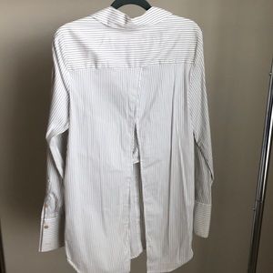 Nordstrom Relaxed Gray/White Stripped Shirt